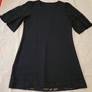 🆕️🏷 Black Floral Lace Trim Scoop Neck Dress 🆕️🏷